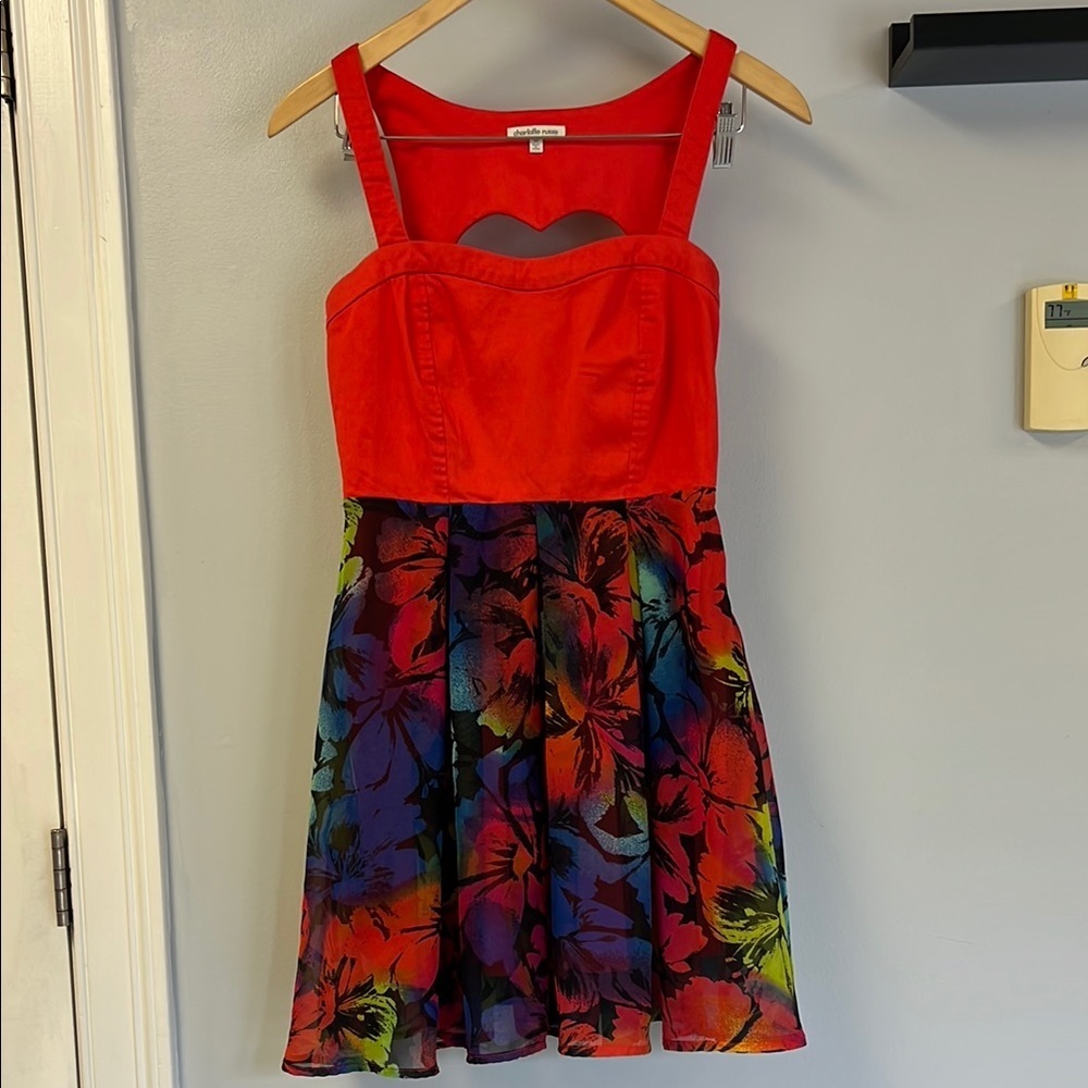 Charlotte Russe Red and Purple Sleeveless Sundress